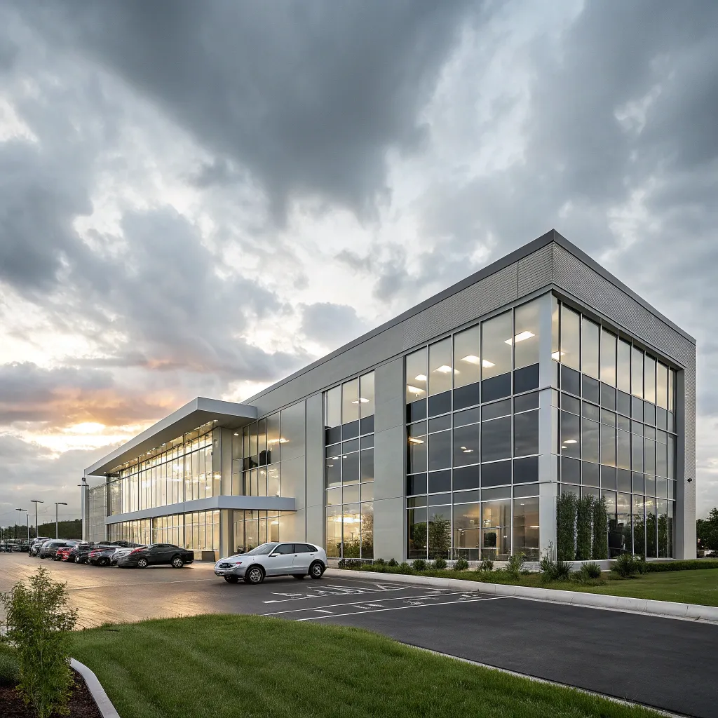 Exterior view of a modern office building